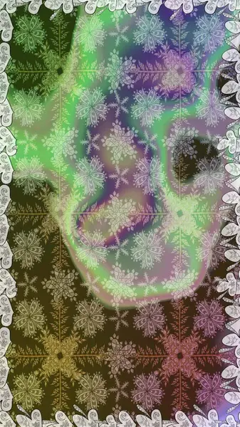 Raster illüstrasyonu. Güzel, parlak, pürüzsüz kumaş, tuval. Çiçek çelengi. Şablon, pürüzsüz, çiçekli kenar. Eski moda arka plan. Kıvırcık, parlak örgü.