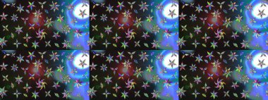 Nazik, sevimli çiçek arkaplanı. Çiçekli karalama şeklinde Raster çiçek deseni. Gri ve mavi renkte çiçekler.