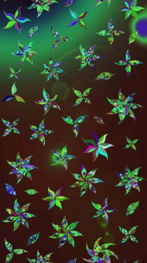 Raster Floral Illustration, Asyalı tekstil. Etnik çiçeklerle renklendirilmiş zarif eskiz deseni.