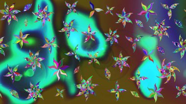 Kumaş, duvar kağıdı ve kağıt üzerine baskı yapmak için gelişen arka plan. Raster illüstrasyonu. Eski usul küçük çiçekli şirin bir eskiz deseni. Moda arka planında parlak buketler.