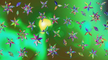 Nakış desenli çiçek deseni. Parmak izi, kumaş, duvar kâğıdı, tekstil için raster dokusu. Renkli grunge kolo çiçekleri ile soyut arkaplanı zenginleştir.