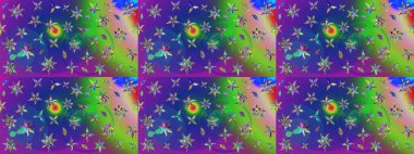 Çiçekli eskiz çizimi. Mavi ve yeşil renkli çiçekler. Renkli Yaz Temalı eskiz kalıbı. Düz Çiçek Elementleri Tasarımı.