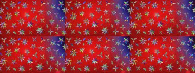 Çiçek deseni. Raster illüstrasyonu. Kırmızı ve mor renkte çiçekler. Kırmızı ve mor renkte çiçek çizimi. Şatafatlı bahar bahçesi dokusu.