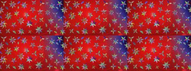 Çiçek deseni. Raster illüstrasyonu. Kırmızı ve mor renkte çiçekler. Kırmızı ve mor renkte çiçek çizimi. Şatafatlı bahar bahçesi dokusu.