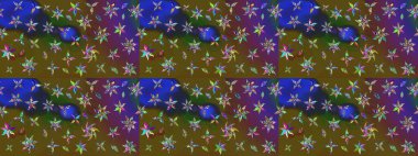 Çiçekli çiçek deseni, suluboya. Raster illüstrasyonu. Düz Çiçek Elementleri Tasarımı. Renkli Bahar Teması eskiz kalıbı. Renkli çiçekler.