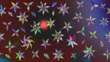 Raster illüstrasyonu. Asya tekstil tarzında. Güzel kumaş deseni. Düz Çiçek Elementleri Tasarımı. Renkli Bahar Teması eskiz kalıbı. Çiçek desenini çiz.