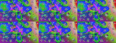 Modaya uygun kumaş deseni. Sevimli çiçek raster deseni. Düz Çiçek Elementleri Tasarımı. Renkli Yaz Teması çizim şablonu.