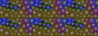 Çiçekli çiçek deseni, suluboya. Raster illüstrasyonu. Düz Çiçek Elementleri Tasarımı. Renkli Bahar Teması eskiz kalıbı. Renkli çiçekler.