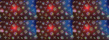 Çizim çiçek deseni duvar kâğıdı olarak kullanılabilir. Kahverengi ve mor renkli çiçekler. Raster illüstrasyonu.