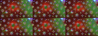 Raster illüstrasyonundaki çiçek desenli çizim. Renkli çiçekler. Renkli Bahar Teması eskiz kalıbı. Düz Çiçek Elementleri Tasarımı.