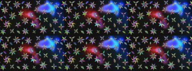 Çiçek desenli çizim. Raster illüstrasyonu. Asya tekstil tarzında. Renkli çiçekler. Raster illüstrasyonu.