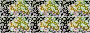 Çiçeksel elementlerle süslenmiş zarif raster dokusu. Tarafsız ve parlak çiçekli siyah renklerde soyut ve pürüzsüz desen. Küçük çiçekte şirin bir çiçek deseni var..