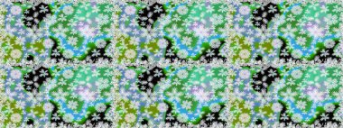 Çiçek ve yapraklı karalama şeklinde Raster çiçek deseni. Yumuşak, yeşil ve nötr renklerde bahar çiçekleri. Raster illüstrasyonu.