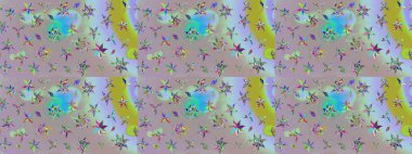 Parlak çiçekli, nötr ve gri renkler üzerine soyut çizim deseni. Küçük çiçekte hoş bir çiçek deseni var. Çiçek elementli zarif raster dokusu..