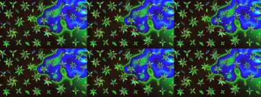 Çizim çiçek deseni duvar kâğıdı olarak kullanılabilir. Gri ve yeşil renkli çiçekler. Raster illüstrasyonu.