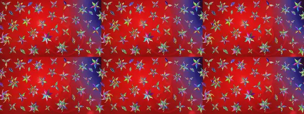 Çiçek deseni. Raster illüstrasyonu. Kırmızı ve mor renkte çiçekler. Kırmızı ve mor renkte çiçek çizimi. Şatafatlı bahar bahçesi dokusu.