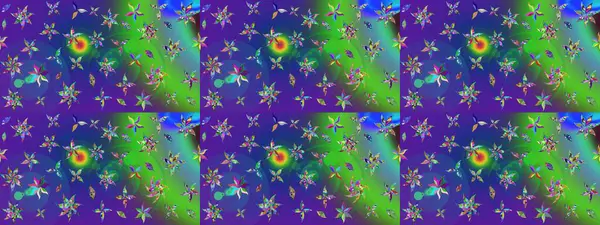 Sevimli çiçek raster deseni. Mavi ve yeşil renkli çiçekler. Renkli Yaz Temalı eskiz kalıbı. Düz Çiçek Elementleri Tasarımı.