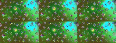 Kumaş desenli papatya çiçeği detayı. Renkli çiçekler.