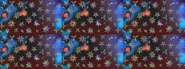 Raster illüstrasyonundaki çiçek desenli çizim. Güzel kumaş deseni. Renkli Bahar Teması eskiz kalıbı. Düz Çiçek Elementleri Tasarımı.