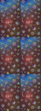 Suluboya, elle çizilmiş. Eskiz arkaplan modeli. Raster - stok. Vadinin çiçekleri kahverengi ve mavi renklerde.