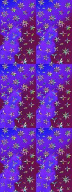 Raster illüstrasyonu. Menekşe ve mor renkler üzerinde. 3D çiçekler, çizim.