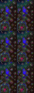 Gri ve yeşil renkli güzel bir tekstil. Raster illüstrasyonu. Suluboya çiçekli çiçek deseni.