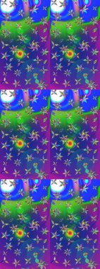 Mavi ve mor renkli çiçekler. Sevimli çiçek raster deseni. Düz Çiçek Elementleri Tasarımı. Renk Bahar Teması eskiz şablonu.