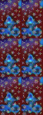 Şirin çiçek elementleri. Taslak desenli, modaya uygun kumaş deseni. Renkli Bahar Teması eskiz kalıbı. Raster illüstrasyonu. Düz Çiçek Elementleri Tasarımı.