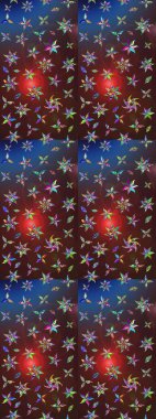 Çiçekli çiçek deseni, suluboya. Kahverengi ve mor renkli çiçekler. Renkli Bahar Teması eskiz kalıbı. Düz Çiçek Elementleri Tasarım Raster illüstrasyonu.