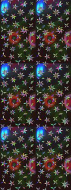 Çiçekler. Soyut etnik raster çizim kalıbı. Vadinin renkleri.