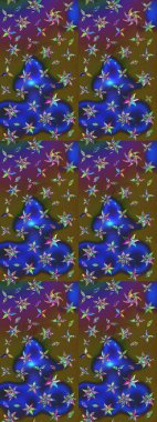 Raster deseni. Bahar çiçekleri dallı desen, çiçek siluetiyle renkler.