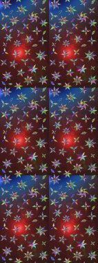 Kumaş, duvar kağıdı ve kağıt üzerine baskı yapmak için gelişen arka plan. Moda arka planında parlak buketler. Eski usul küçük çiçekli şirin bir eskiz deseni. Raster illüstrasyonu.