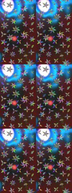 Asyalı tekstil renkleri. Raster illüstrasyonu. Suluboya çiçekli çiçek deseni.