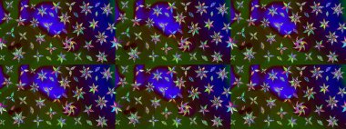 Kahverengi ve yeşil kıvırcık çiçekler kahverengi ve yeşil renklerde şekillenir. Raster illüstrasyonu. Klasik çiçek tasarım elementleri.