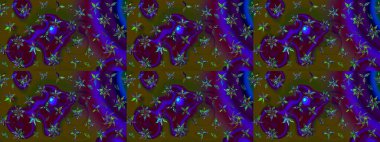 Raster Çiçek İllüstrasyonu 'nun şirin tekstili. Kahverengi ve yeşil renkli etnik çiçeklerle zarif bir eskiz deseni..