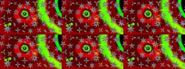 Çiçekler kırmızı ve yeşil renklerde. Sketch Colour Spring Theme eskiz kalıbı. Düz Çiçek Elementleri Tasarımı. Sevimli çiçek raster deseni.