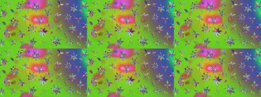 Güzel kumaş deseni. El çizimi. Raster illüstrasyonu. Çiçekler, dallar, otlar ve çiçekler.