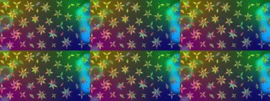 Renkli Bahar Teması eskiz kalıbı. Sevimli çiçek raster deseni. Düz Çiçek Elementleri Tasarımı. Yeşil ve mavi renkte çiçekler.