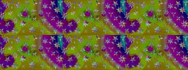 Raster Çiçek İllüstrasyonu 'nun şirin tekstili. Yeşil ve kahverengi renkli etnik çiçeklerle zarif eskiz deseni.