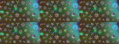 Raster Illustrasyon 'daki Çiçek Deseni' nin son moda çizimi. Düz Çiçek Elementleri Tasarımı. Güzel kumaş deseni. Renkli Yaz Teması çizim şablonu.