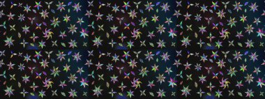 Raster illüstrasyonu. El çizimi çiçekli soyut çizim kalıbı. Gri ve mavi renkte çiçekler.