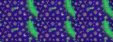 Mavi ve mor renkli çiçekler. Raster illüstrasyonunda çiçek deseni çizimi.