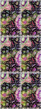 Kusursuz bir arka plan modeli. Raster - stok. Vadinin çiçekleri siyah ve nötr renklerde. Suluboya, elle çizilmiş.