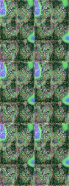 Yeşil ve gri kıvırcık çiçekler yeşil ve gri renkte şekillenir. Raster illüstrasyonu. Klasik çiçek tasarım elementleri.