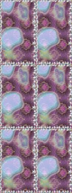 Kusursuz çiçek deseni. Renkli Bahar Temalı Kusursuz Arkaplan. Mor ve nötr renkte çiçekler. Asya tekstil tarzında. Raster illüstrasyonu. Düz Çiçek Elementleri Tasarımı.