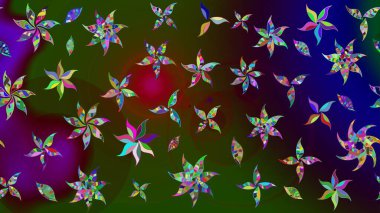 Raster suluboya çiçek deseni, narin çiçekler, kahverengi ve yeşil çiçekler, tebrik kartı şablonu. Raster Güzel kumaş deseni.