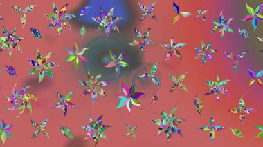 Raster illüstrasyonu. El çizimi. Çiçekli, yapraklı, çiçek desenli çizim..