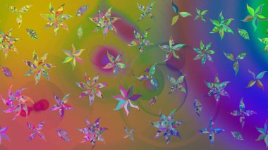 Güzel kumaş deseni. Düz Çiçek Elementleri Tasarımı. Renkli Bahar Teması eskiz kalıbı. Raster illüstrasyonunda çiçek deseni çizimi.