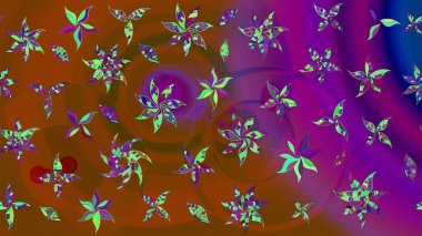 Raster illüstrasyonu. Kahverengi ve mor renkli çiçekler. Asya tekstil tarzında. Raster illüstrasyonu. Çiçek desenini çiz.