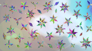 Düz Çiçek Elementleri Tasarımı. Renkli Bahar Teması eskiz kalıbı. Raster..